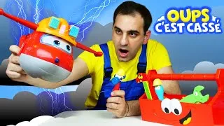 Miniature : Oups, c'est cassé! Jett Super Wings tombé! Vidéo en français avec jouets pour enfants.