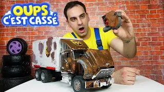 Miniature : Oups, c'est cassé! Camion rouillé. Vidéo en français. La réparation de voitures pour garçons