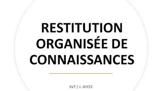 Miniature : Le sujet de Spé SVT  au baccalauréat : Restitution organisée de connaissances (ROC)