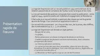 Miniature : La rage de l'expression, Ponge - Fiche de lecture