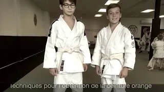 Miniature : Ceinture orange barre verte.