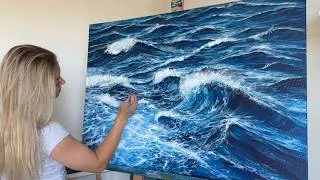 Miniature : Comment peindre un océan agité réaliste à l'acrylique | Tutoriel complet étape par étape