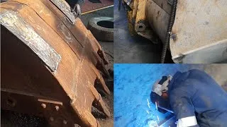 Miniature : PREPPING TO WELD WEAR PLATES TO CATERPILLAR'S BUCKET USING HARDOX, DILLIDUR & BENOX WITH MIG WELDING