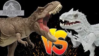 Miniature : T rex Vs Indominus rex | JURASSIC WORLD TOYS BATTLE