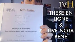 Miniature : Quelques nouvelles : Thèse en ligne et Live avec Nota Bene Jeudi 2 octobre