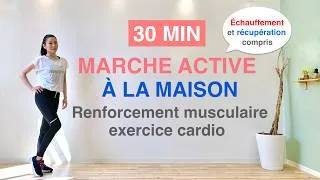 Miniature : 30 MIN MARCHE ACTIVE À LA MAISON-renforcement musculaire, cardio //30 MIN ACTIVE WALK & EXERCISES