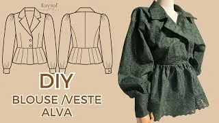 Miniature : Tuto couture Blouse femme / Coudre une Blouse/Veste en broderie anglaise avec doublure / 34/56 