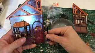 Miniature : montage du lampadaire Book Nook Pumpkin Lane Halloween de chez Action