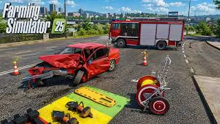 Miniature : Emergency Operations in FS25 (Car crash, Bales on Fire,...) | FS25 EMERGENCY