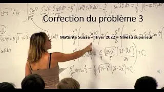 Miniature : Maturité suisse- Maths Hiver 2022- Niveau SUPERIEUR Correction du problème 2