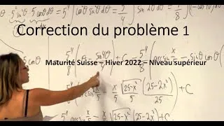 Miniature : Maturité suisse- Maths Hiver 2022- Niveau SUPERIEUR- Correction du problème 1
