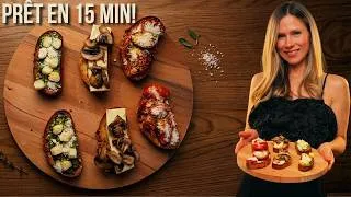 Miniature : 3 Recettes Faciles de Bruschetta | Tomate, Champignon & Mozzarella