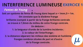 Miniature : INTERFERENCE LUMINEUSE: EXERCICE #1 #Terminale
