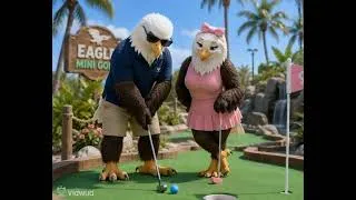Miniature : Aigle et sa copine au mini golf