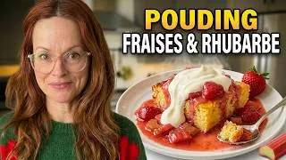 Miniature : POUDING FRAISE ET RHUBARBE, À LA CRÈME (gâteau style pouding chômeur)