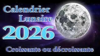 Miniature : Calendrier lunaire 2026 lune croissante ou décroissante avec son signe astrologique. #moon  #lunes