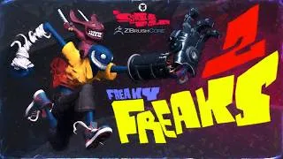 Miniature : Two Freaky Freaks | Sculpting 3D Illustration On The Fly |  ZBrush / Core  | La Spatule du Futur