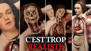 Miniature : MANNEQUINS VIVANTS DU XVIIIe SIÈCLE. Brillantes figures de cire avec organes internes en soie