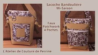 Miniature : Sac Bandoulière à 4 poches et faux patchwork.