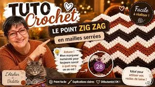 Miniature : Tuto Crochet 🐾 Le point Zig Zag en Mailles Serrées Pas a Pas 🐾🐾🐾