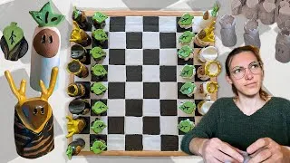 Miniature : JEU D’ÉCHEC EN ARGILE AUTODURCISSANTE - ESPRITS DE LA NATURE - TUTO DIY♟️​🌱