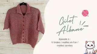 Miniature : Gilet Albane  : au crochet  avec le phil cabotine  de phildar, col polo, manches courtes