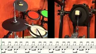 Miniature : Cours de Batterie N°13  Croche pointée-Double pour débutants avec partition Music Drum beginners