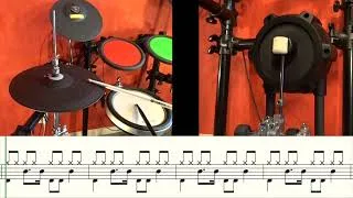 Miniature : Cours de Batterie N°11  Croche pointée-Double pour débutants avec partition Music Drum beginners
