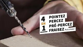 Miniature : Le foret l'Avant-trOu, l'expert du pré-perçage. Pointez, Percez, Pré-percez, Fraisez, puis vissez.