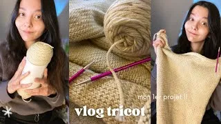 Miniature : j'apprends le tricot + mon premier projet !! | vlog tricot ✨