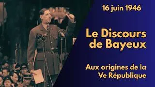 Miniature : Discours de Bayeux de 1946, le général de Gaulle expose son projet de Ve République