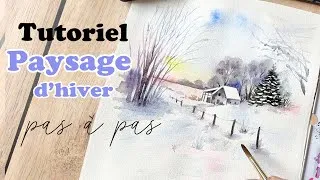 Miniature : Tuto aquarelle : Paysage d'hiver ❄️ Comment peindre la neige à l'aquarelle ?
