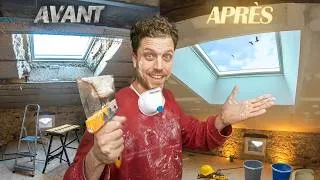 Miniature : HABILLAGE de VELUX en 5 ÉTAPES : PLACO, joints, ENDUIT, finition, résultat IMPECCABLE ! EP26 Réno