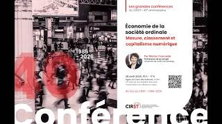 Miniature : Grande conférence - Économie de la société ordinale. Mesure, classement et capitalisme numérique