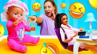 Miniature : Une nouvelle nounou arrive pour s’occuper du bébé | Jeux avec poupées