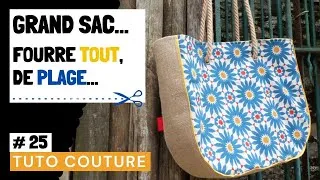Miniature : Tuto couture # 25 : Grand sac fourre tout, de plage...