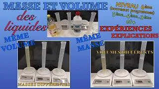 Miniature : MASSE ET VOLUME  DE 3 LIQUIDES DIFFÉRENTS.EXPERIENCES.COURS. Niveau 6ème (nouveau programme), 5-4-3.