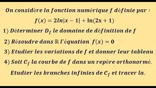 Miniature : Etude d'une fonction logarithmique 1/ 2026