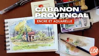 Miniature : Cabanon provençal à l'encre et aquarelle