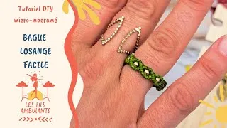 Miniature : Tutoriel DIY micro-macramé - Bague losange super facile débutant - Les fils ambulants