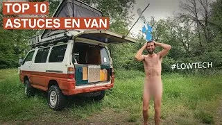 Miniature : 10 ASTUCES GRATUITES pour le quotidien en van (douche, cuisine, rangements, récup, aménagement...)