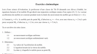 Miniature : EXERCICE DE CINÉMATIQUE NIVEAU TERMINALE (1)