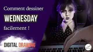 Miniature : Comment dessiner le portrait de Wednesday (Mercredi) Addams sous Photoshop 😈