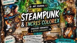 Miniature : Carnet ACTION Destructuré : Une Double Page Steampunk avec les Encres Colorex ! ⚙️