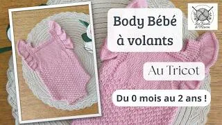 Miniature : 🌷Body bébé trop mignon avec des volants au tricot - Du 0 mois au 2 ans ! #tricot 