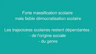 Miniature : Chapitre 5 : Les mutations de l'école depuis 1950 (massification et démocratisation) (vidéo 2)