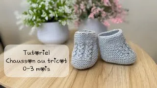 Miniature : Tuto chaussons bébé 0-3 mois au tricot pas à pas