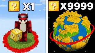 Miniature : Finir Minecraft mais les LUCKY BLOCS = La Taille du MONDE !!