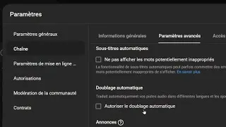 Miniature : Désactiver doublage automatique youtube studio