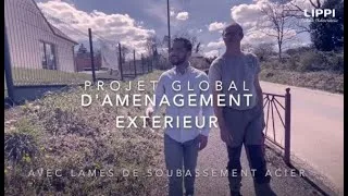 Miniature : Témoignage clients - Projet d'aménagement extérieur avec pose de lames de soubassement acier.
